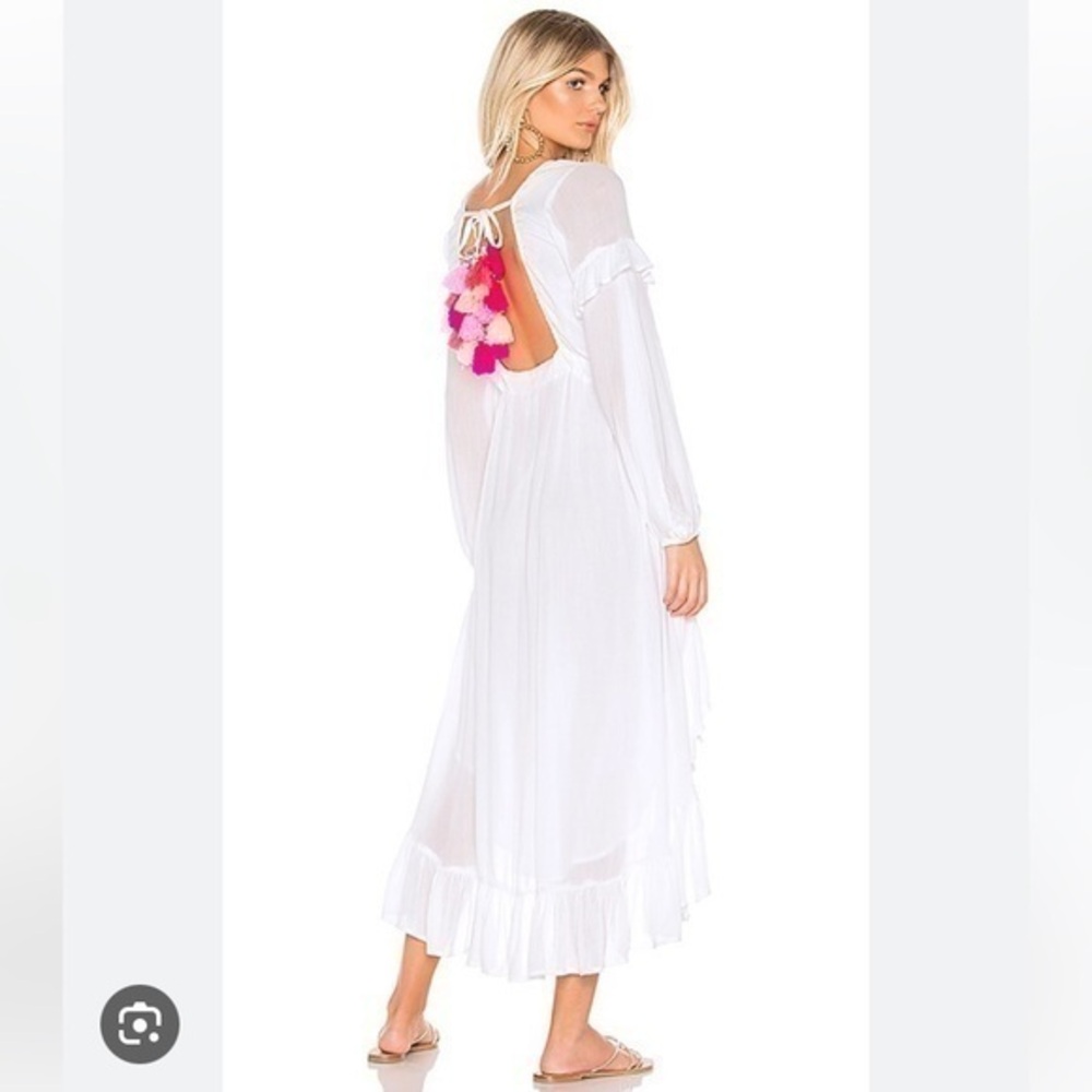 ✅ Sundress High Low Dress Magdalena in White Pink Tassels